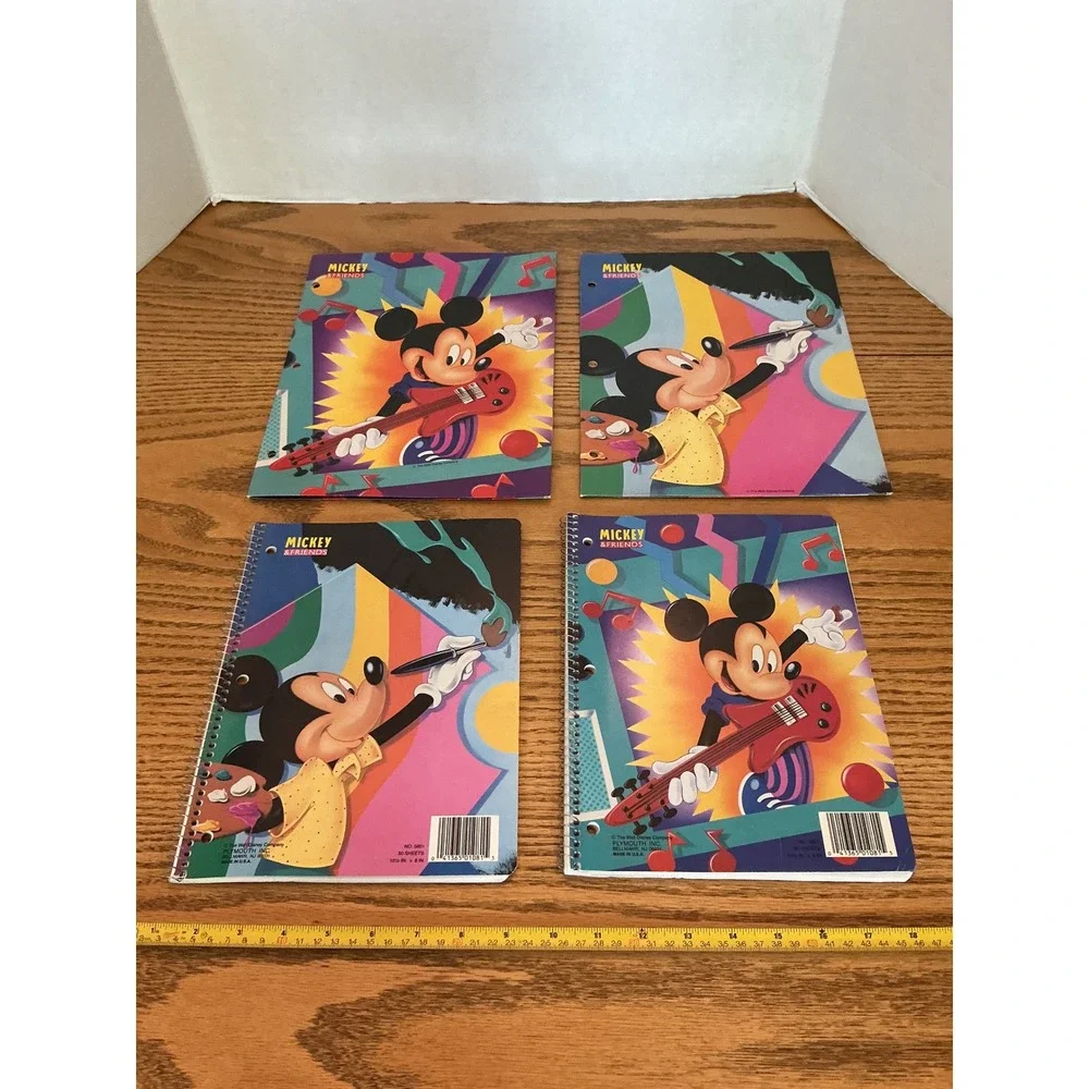 Vintage 90s Mickey Mouse School Supplies Spiral Notebooks and Folders Set of 4